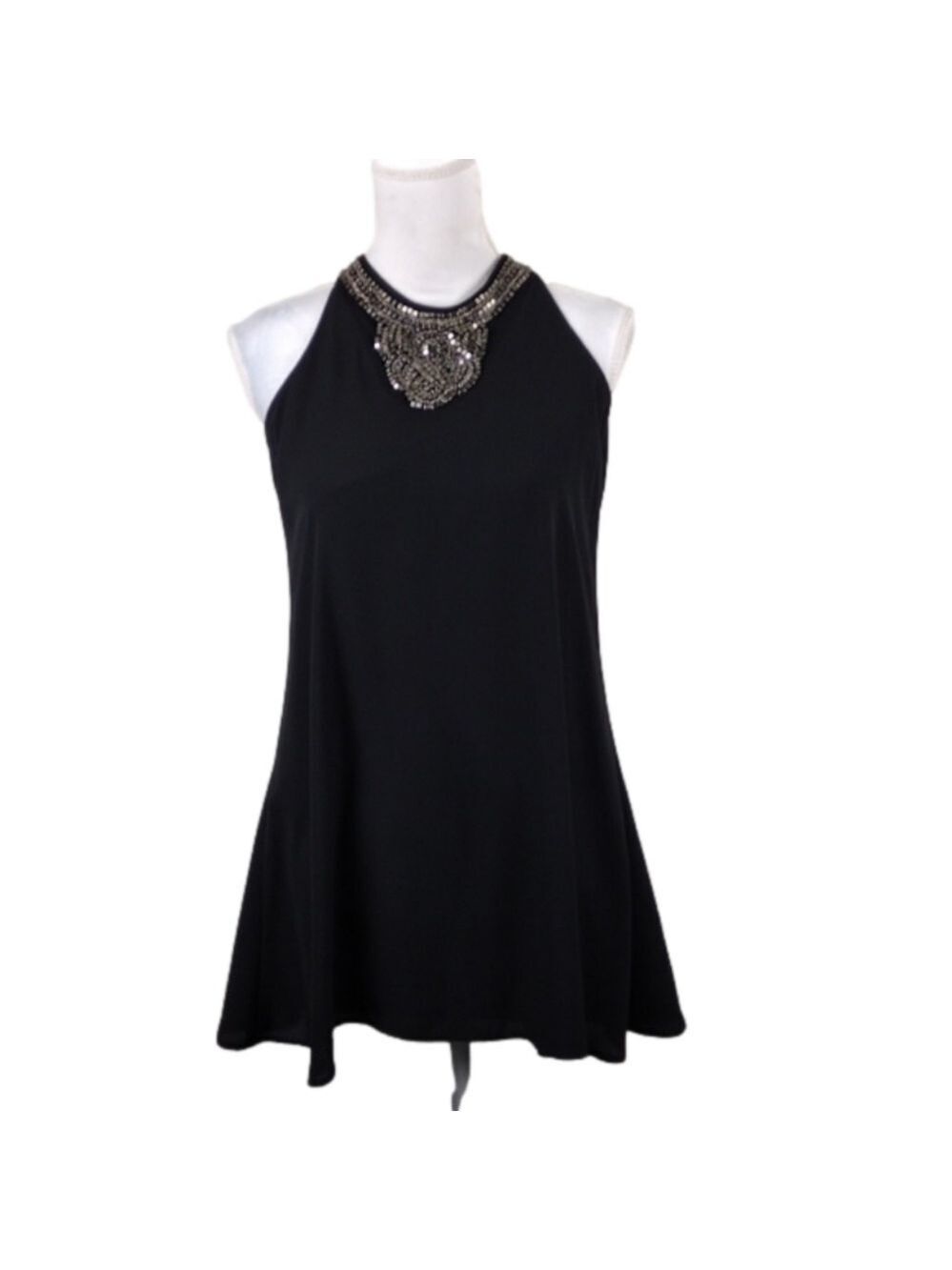 Design Lab Lord & Taylor Black Sleeveless Keyhole Back Shift Mini Dress